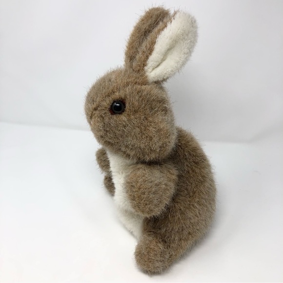 Dakin Brown White Rabbit Bunny Plush Hand Puppet Vintage 1984 Pink Nose Easter - Picture 2 of 9